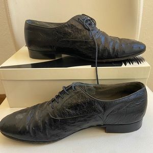 Moreschi Men’s Ostrich Skin Oxford Shoes Black